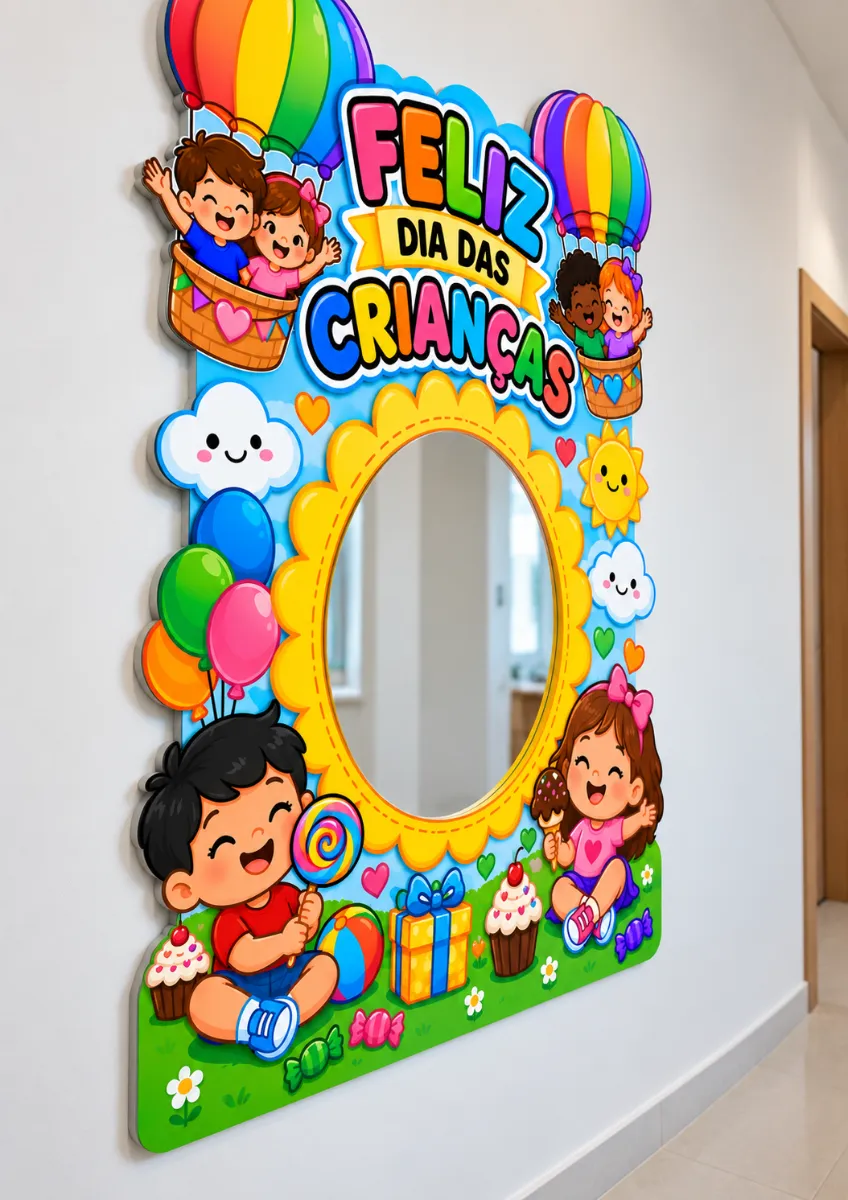 Painel Espelho Dia das Crianças-Decoração dia das Crianças — amostra 1: 🎁 O MATERIAL INCLUI: