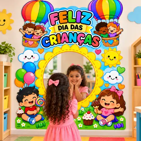Painel Espelho Dia das Crianças-Decoração dia das Crianças — capa do material