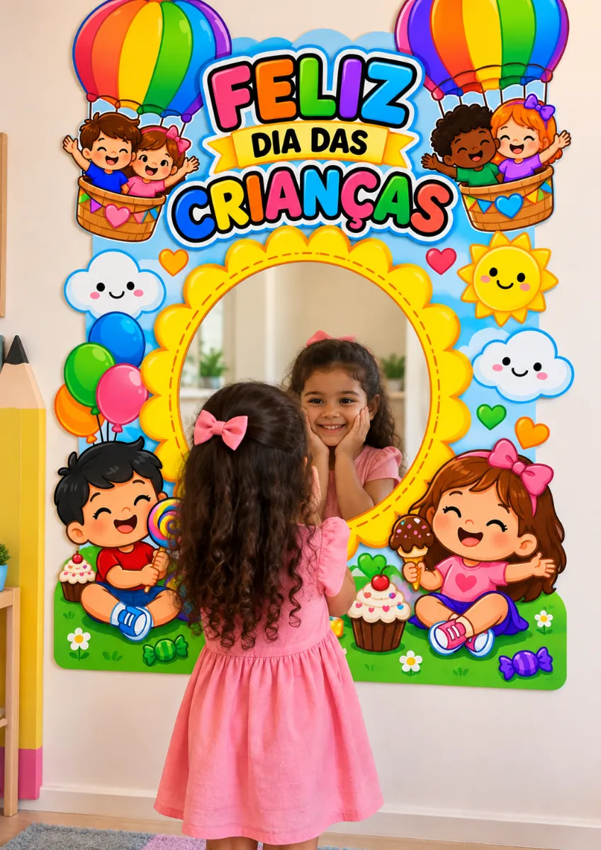 Painel Espelho – Feliz Dia das Crianças — amostra 5: ✔ Decoração escolar ✔ Educação Infantil ✔ Salas de aula ✔ Festas do…