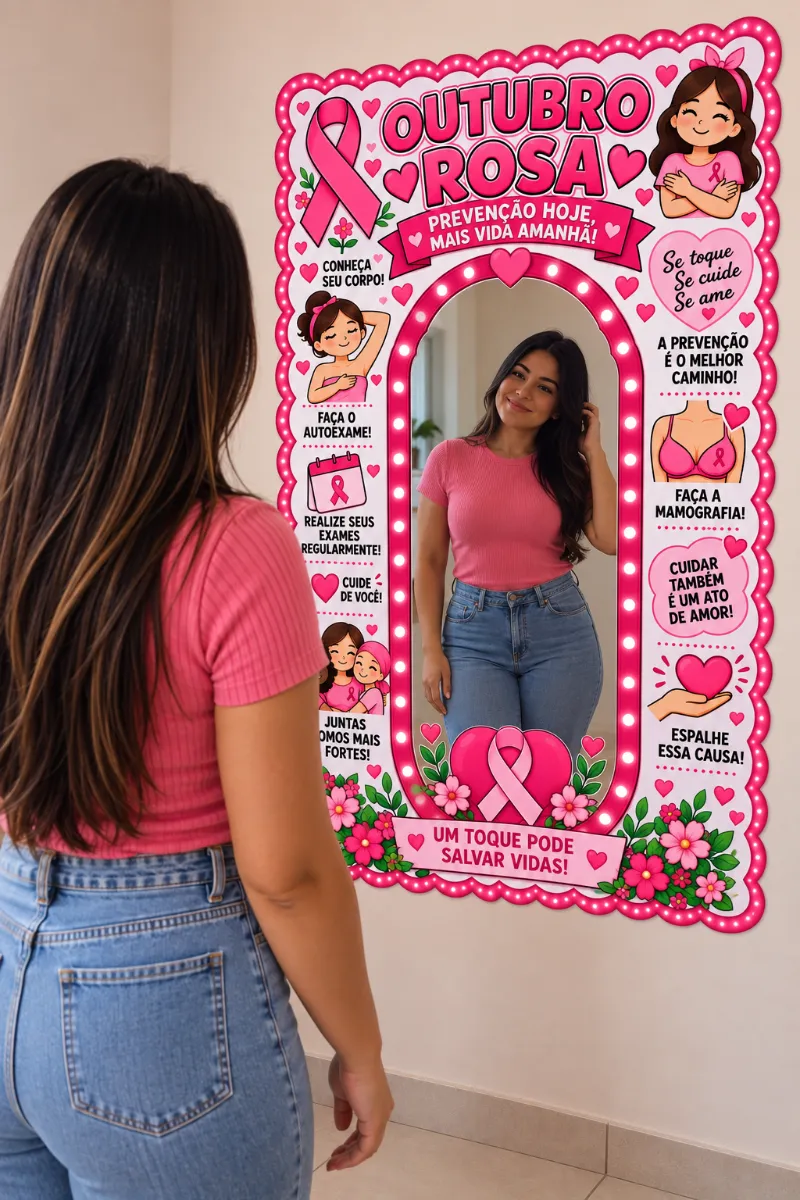 Painel Espelho Outubro Rosa Em PDF — amostra 2: 🪞 O DIFERENCIAL DO PAINEL
