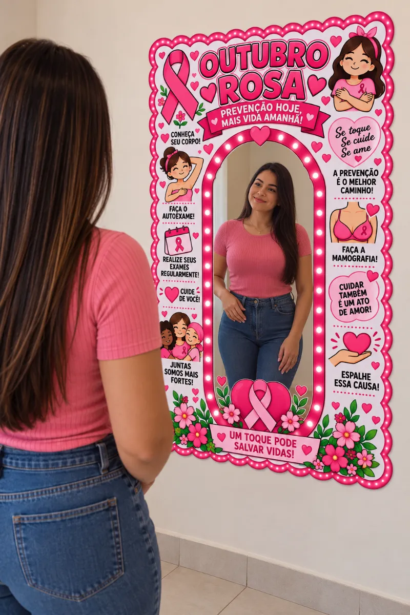Painel Espelho Outubro Rosa Em PDF — amostra 4: 💕 O PAINEL TRAZ