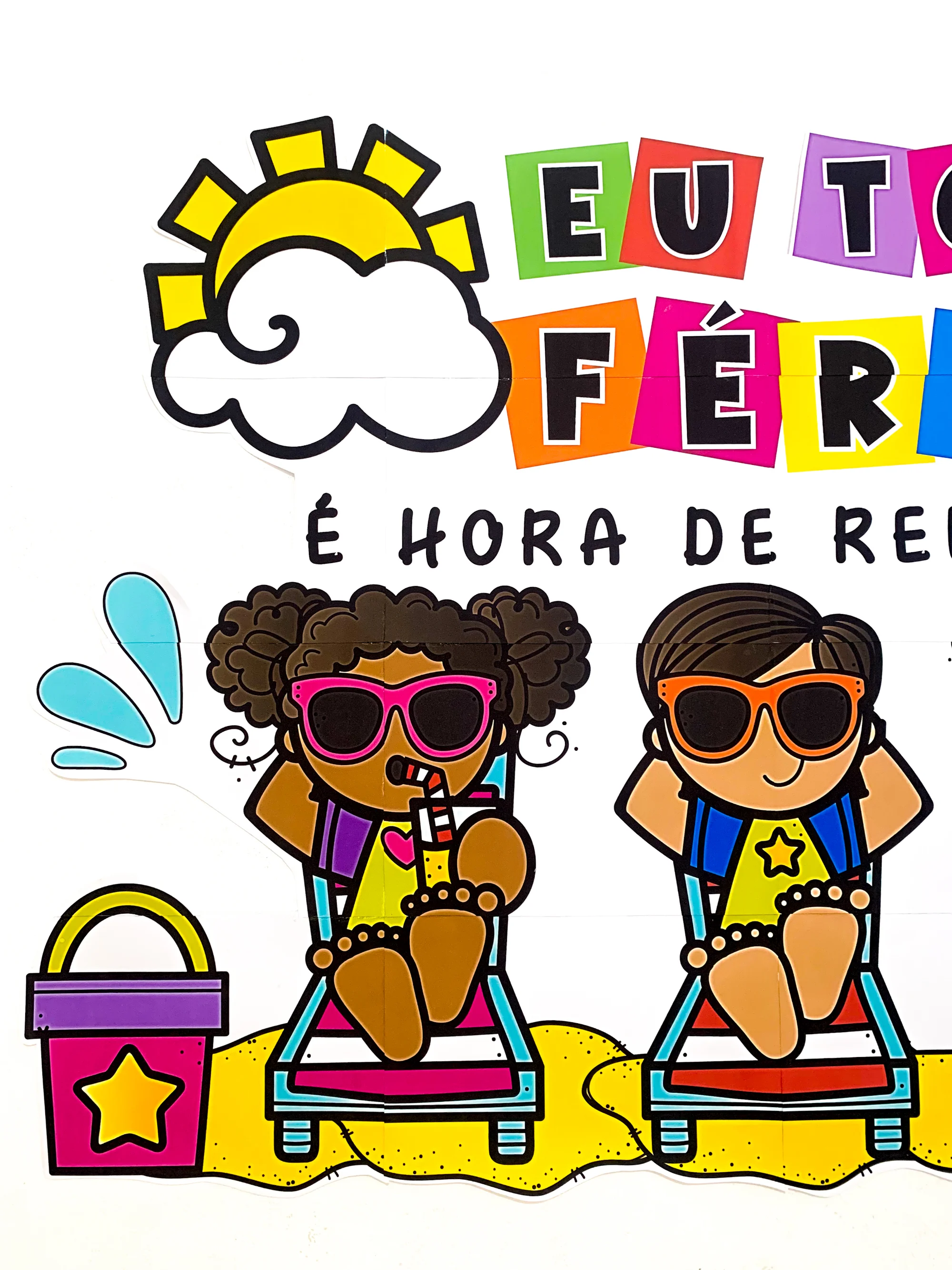 Painel Eu Tô de Férias para Educação Infantil e Anos Iniciais — amostra 1: Painel Eu Tô de Férias para decorar a escola e a…
