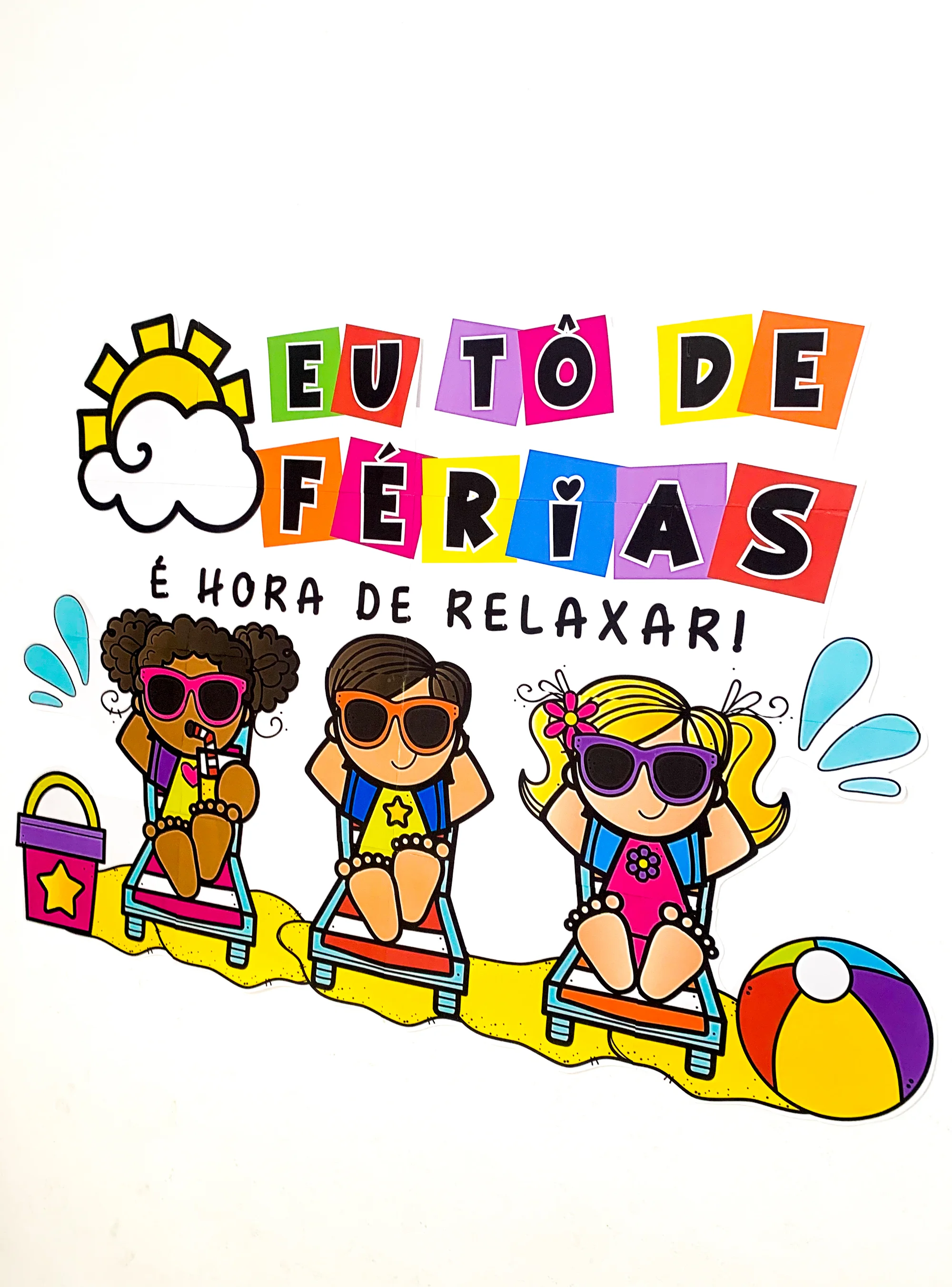 Painel Eu Tô de Férias para Educação Infantil e Anos Iniciais — amostra 2: Painel Eu Tô de Férias para decorar a escola e a…