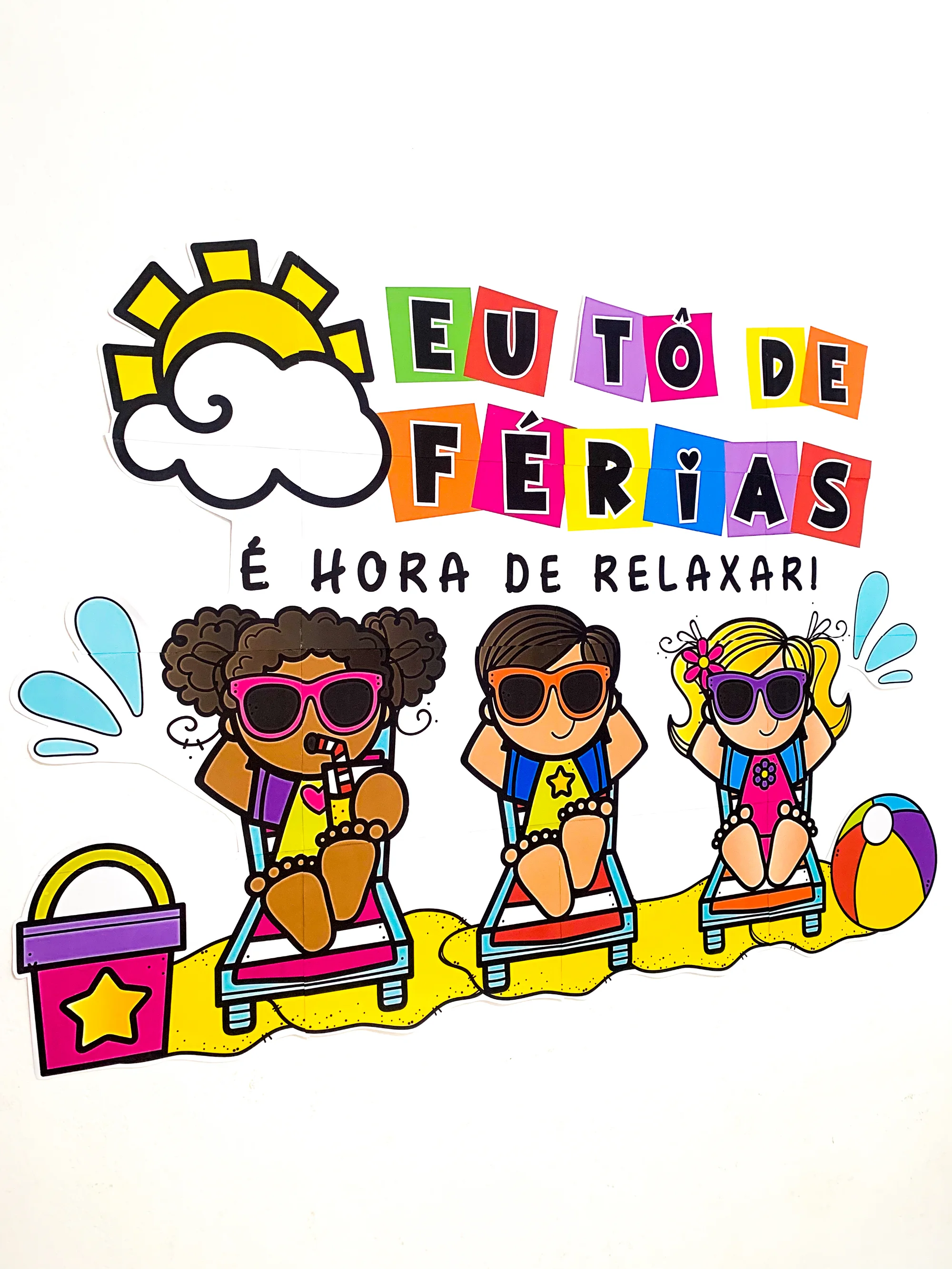 Painel Eu Tô de Férias para Educação Infantil e Anos Iniciais — amostra 4: Painel Eu Tô de Férias para decorar a escola e a…