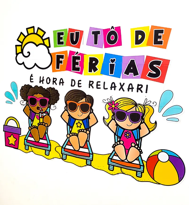 Painel "Eu Tô de Férias" – PDF para Imprimir — amostra 2: Formato e entrega
