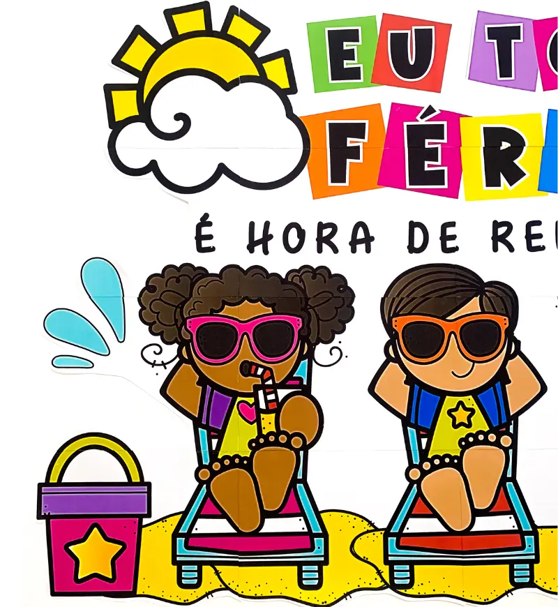 Painel "Eu Tô de Férias" – PDF para Imprimir — amostra 3: Finalize o ano letivo com estilo