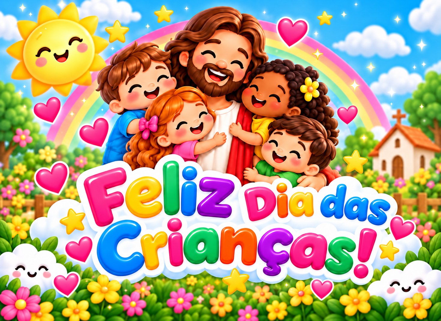 Painel Feliz Dia das Crianças com Jesus – Tema Religioso Infantil — capa do material