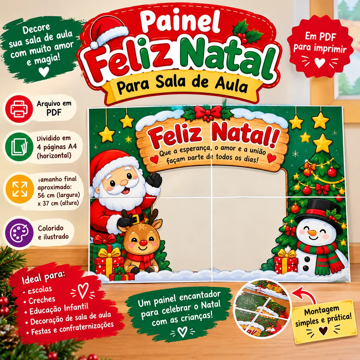 Painel Feliz Natal para Sala de Aula – PDF A4 — capa do material