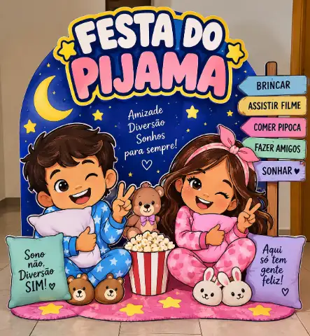 Painel "Festa do pijama" — capa do material