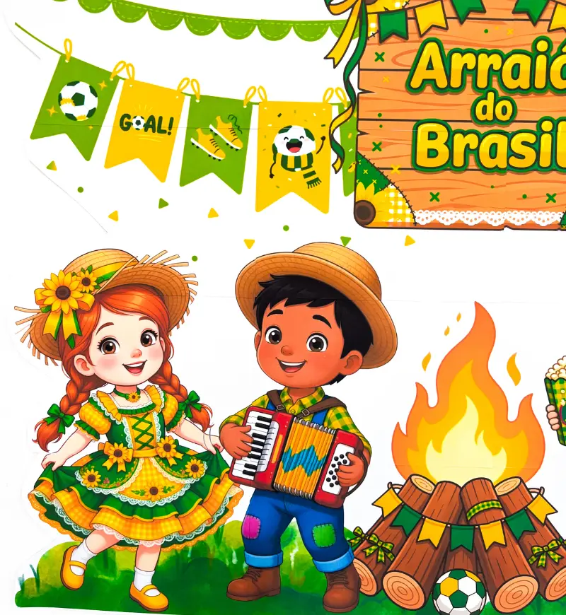 Painel Festa Junina: Arraiá do Brasil com Tema de Copa — amostra 3: Como usar na sala de aula e na escola