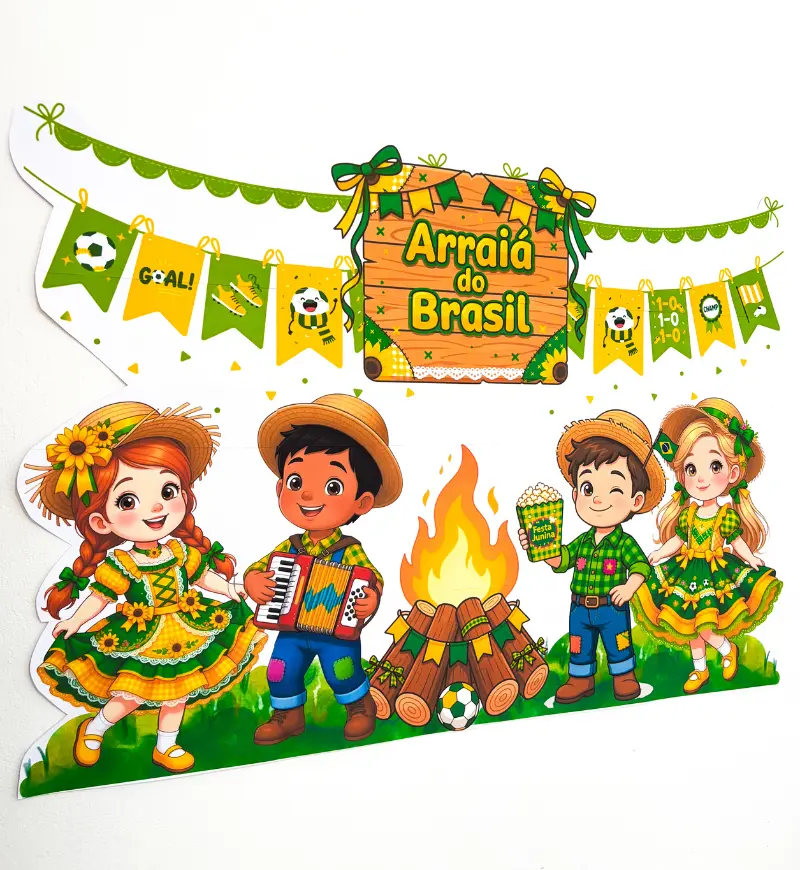 Painel Festa Junina: Arraiá do Brasil com Tema de Copa — Datas comemorativas para Educação Infantil: Una o clima junino à…