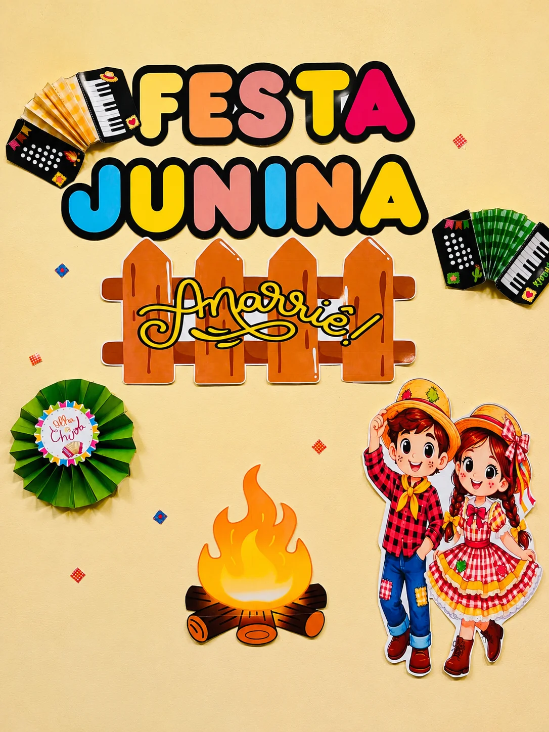 Painel Festa Junina Arraiê para Imprimir | Decoração Escolar Junina — amostra 3: Painel decorativo no tema Festa Junina,…