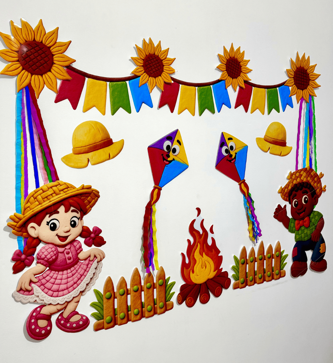 Painel Festa Junina em PDF para Imprimir – Estilo Massinha — amostra 3: Como usar na sala de aula