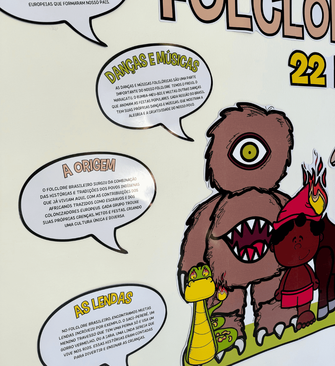 Painel Folclore Brasileiro em PDF para Imprimir e Montar — amostra 2: O que você encontra no material
