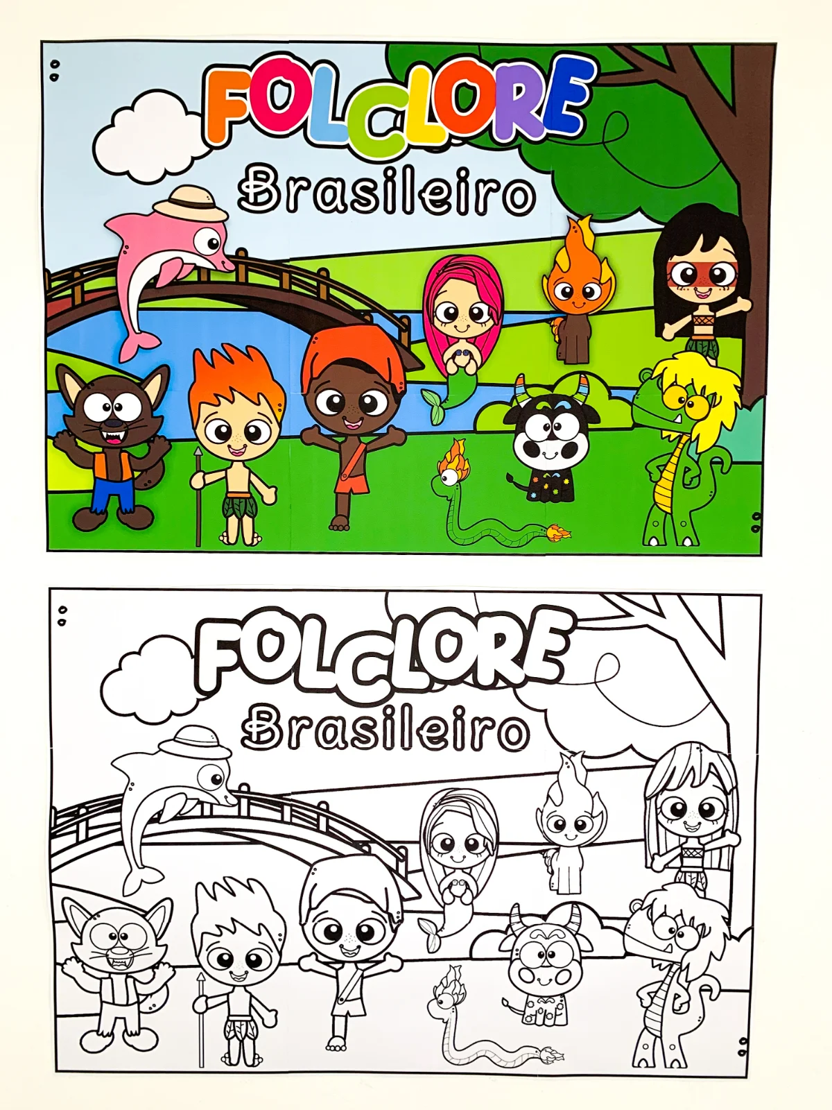 Painel folclore brasileiro – PDF para Imprimir — amostra 1: O que vem no material