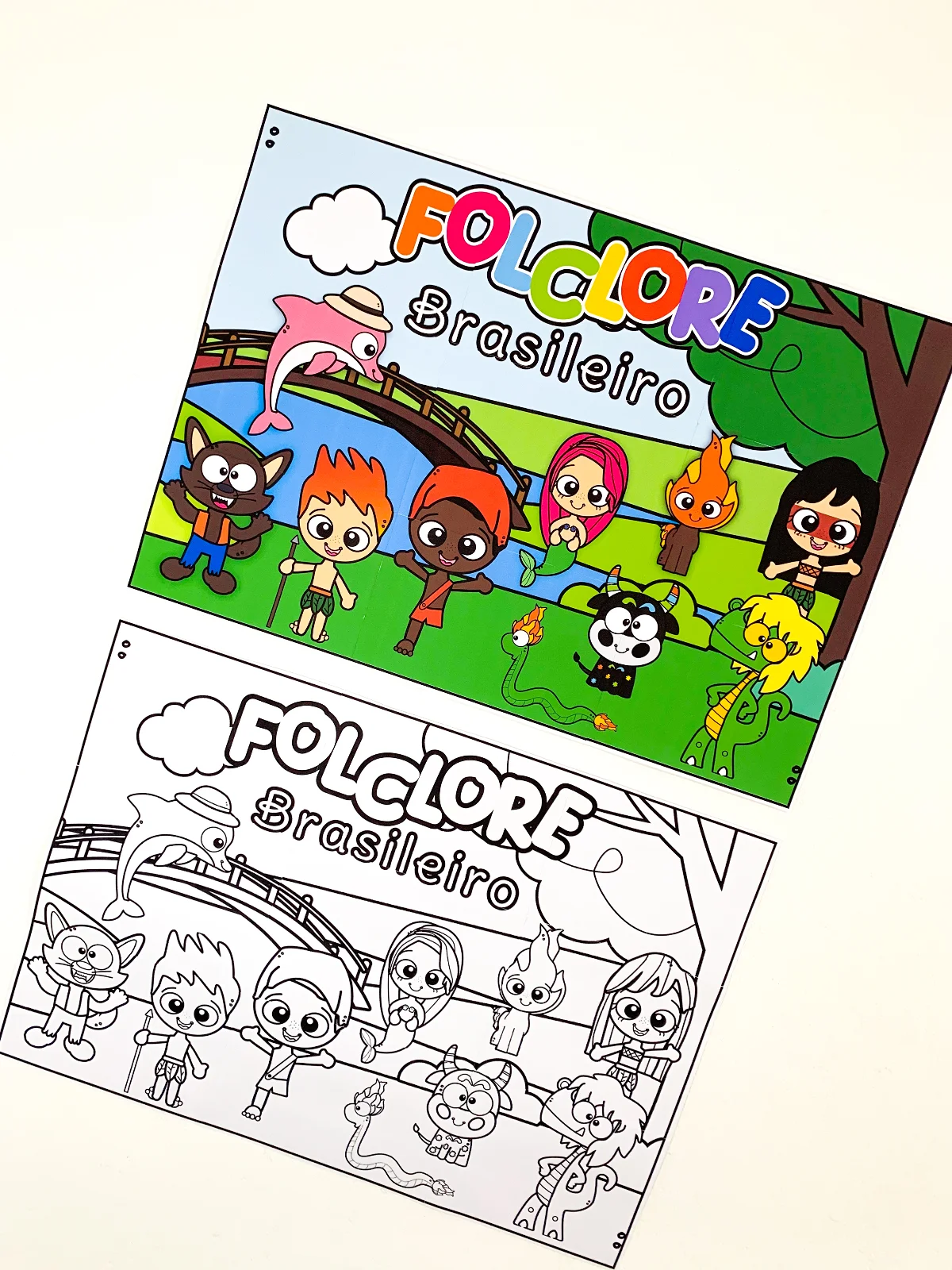 Painel Folclore - Colorido e para Colorir — amostra 2: Quando o folclore entra em cena, a sala se enche de histórias,…