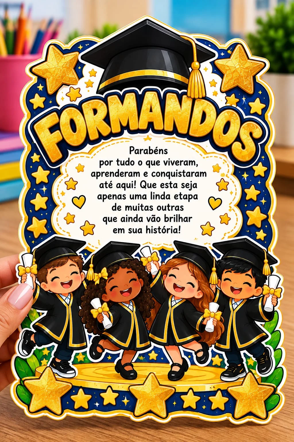 Painel Formandos e Cartão de Formatura Escolar PDF — amostra 2: Kit Formatura com painel ampliado em 3 tamanhos e cartão…