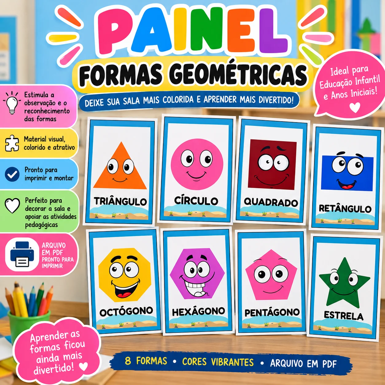 PAINEL FORMAS GEOMÉTRICAS - MATEMATICA ANOS INICIAIS INFANTIL — capa do material