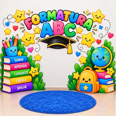 Painel Formatura ABC – Decoração Colorida para Educação Infantil — amostra 1: Celebre a formatura com um painel alegre e…