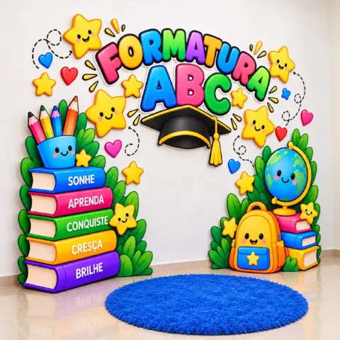Painel Formatura ABC – Decoração Colorida para Educação Infantil — amostra 2: Celebre a formatura com um painel alegre e…