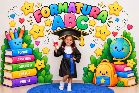 Painel Formatura ABC – Decoração Colorida para Educação Infantil — amostra 3: Celebre a formatura com um painel alegre e…