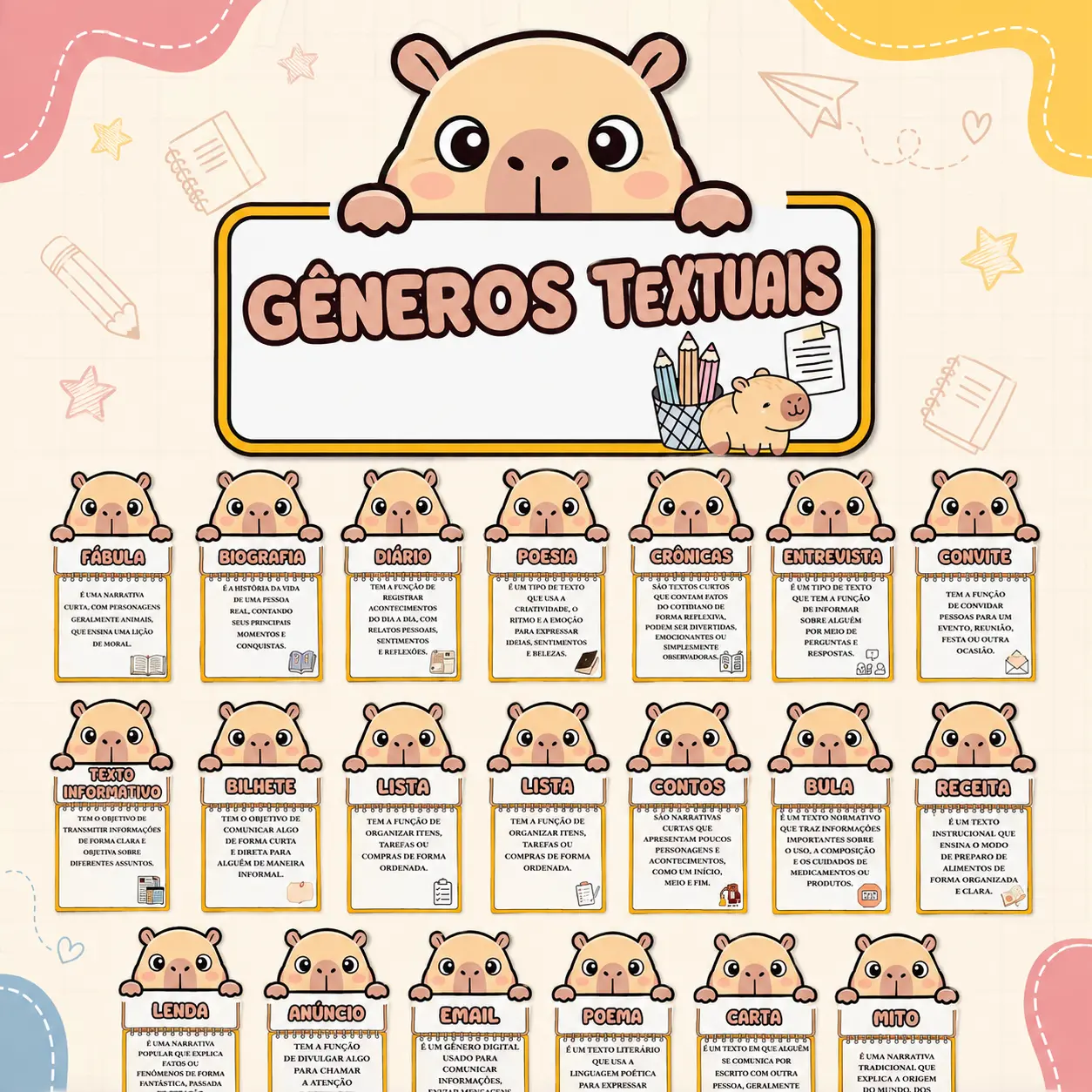 Painel Gêneros Textuais- Tema Capivara — capa do material