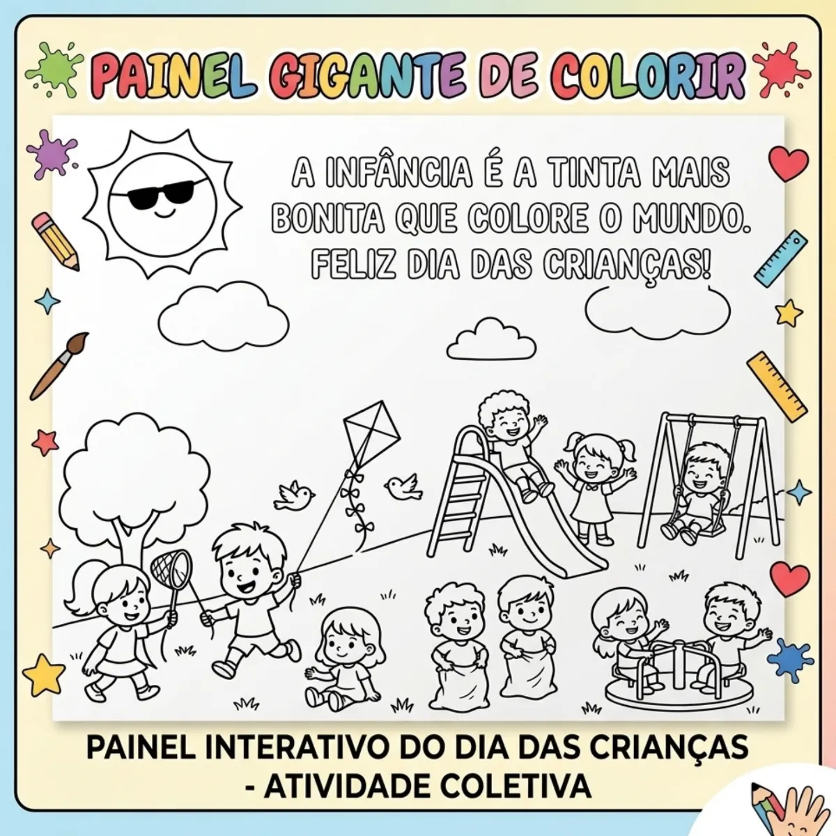 Painel Gigante de Colorir: Feliz Dia das Crianças pdf — Atividades para Educação Infantil: Painel Gigante de colorir para…