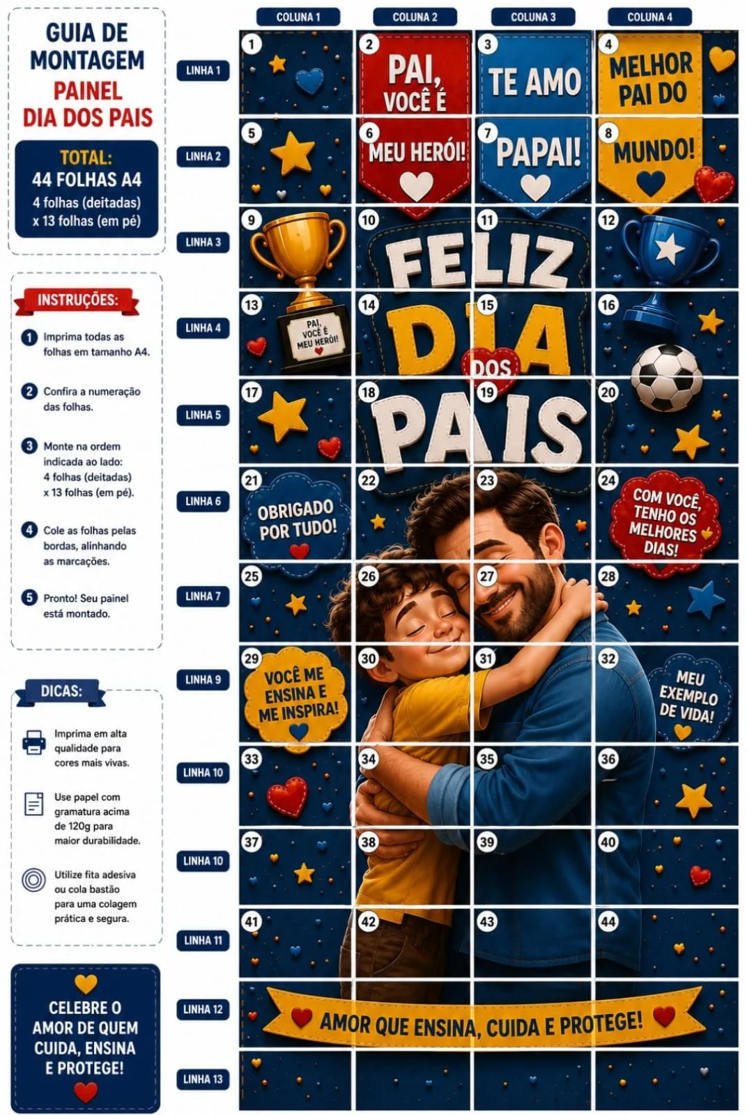 PAINEL GIGANTE – DIA DOS PAIS 44 FOLHAS A4 💙 — amostra 1: 💙 Garanta já o seu e prepare uma decoração inesquecível para o… PAINEL GIGANTE – DIA DOS PAIS 44 FOLHAS A4 💙 — amostra 1: 💙 Garanta já o seu e prepare uma decoração inesquecível para o…