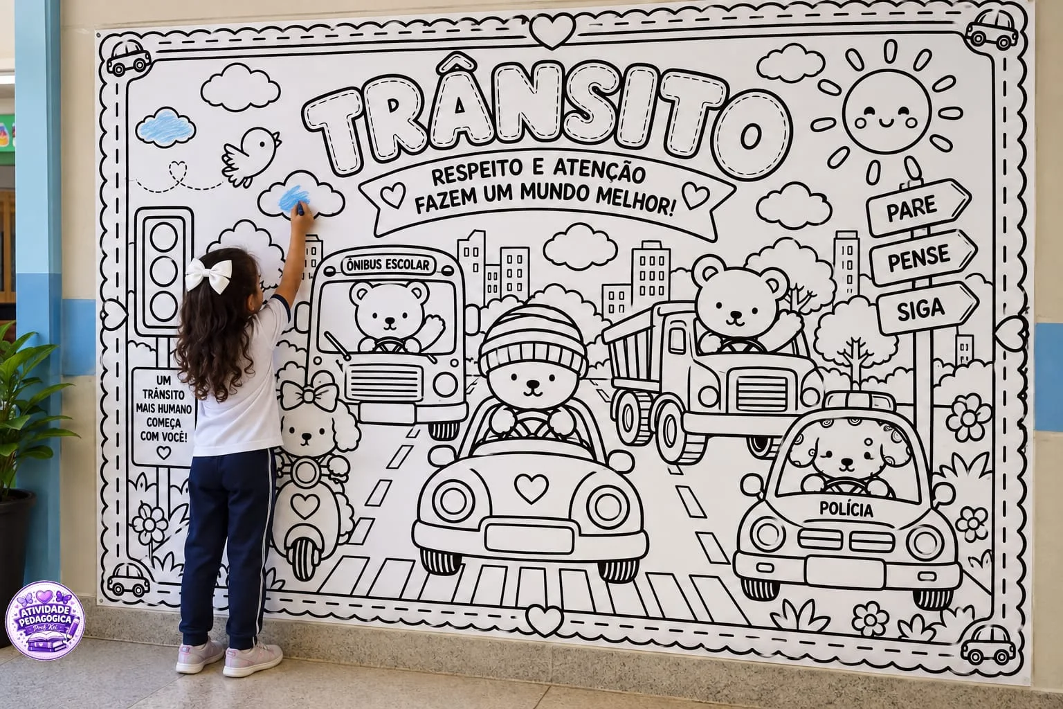 PAINEL GIGANTE PARA COLORIR – TRÂNSITO 🧸🚗 — Datas comemorativas para Educação Infantil: Uma atividade divertida e…