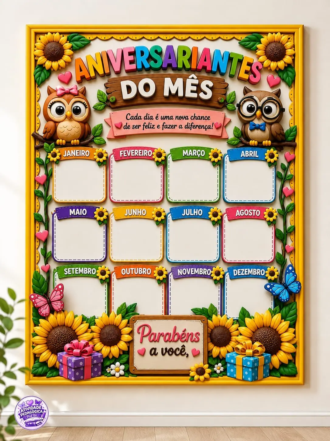 PAINEL GIRASSOL – ANIVERSARIANTES DOS PROFESSORES 🎉🎂 — capa do material