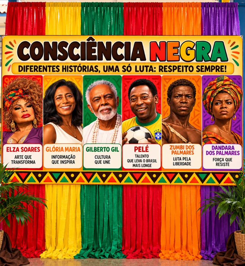 Painel Grandes Personalidades Consciência Negra PDF — amostra 1: Painel Consciência Negra Grandes Personalidades em PDF,…