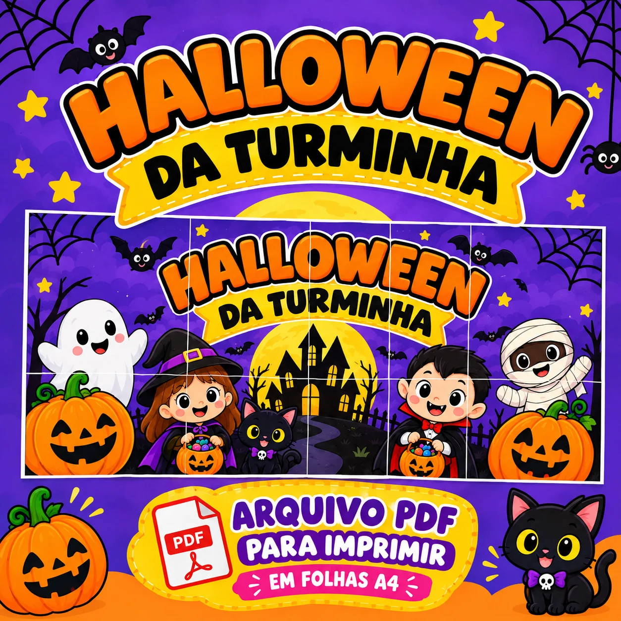 Painel Halloween da Turminha para Imprimir em PDF — capa do material