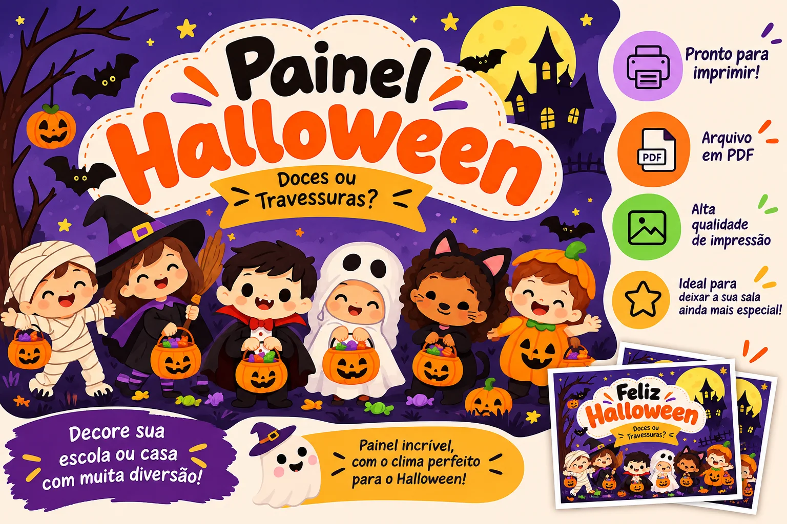 PAINEL HALLOWEEN DIA DAS BRUXAS PRONTO PARA IMPRIMIR PDF — capa do material