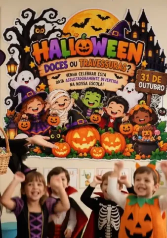 Painel Halloween Doces ou Travessuras - Decoração de Sala — amostra 5: 🎃Professora, imagine um painel cheio de cores, com…