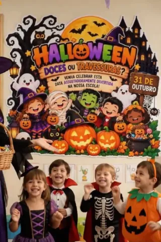 Painel Halloween Doces ou Travessuras - Decoração de Sala — capa do material