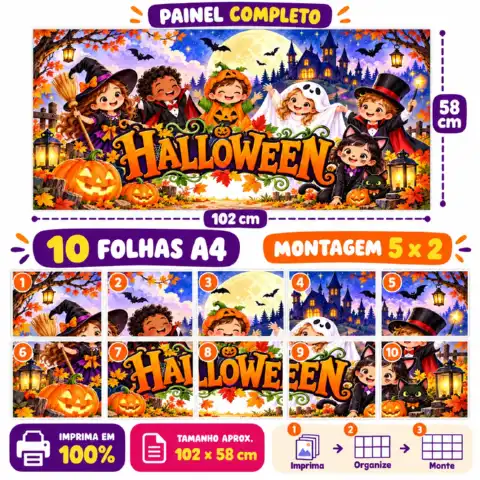 Painel Halloween Encantado – Decoração Escolar para Imprimir — amostra 1: Deixe sua escola no clima do Halloween com um…
