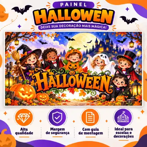 Painel Halloween Encantado – Decoração Escolar para Imprimir — amostra 2: Transforme sua decoração de Halloween