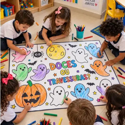 Painel Halloween para Colorir – 8 Folhas A4 — amostra 1: O material contém