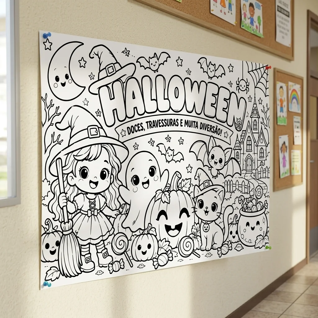 Painel Halloween para Colorir Ampliado em A4 — capa do material