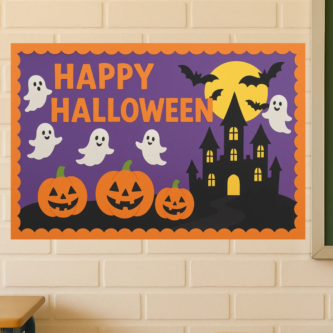 Painel Happy Halloween - Ampliado em 8 ou 18 folhas A4 — amostra 3: Painel Happy Halloween para imprimir e ampliar em 8 ou…