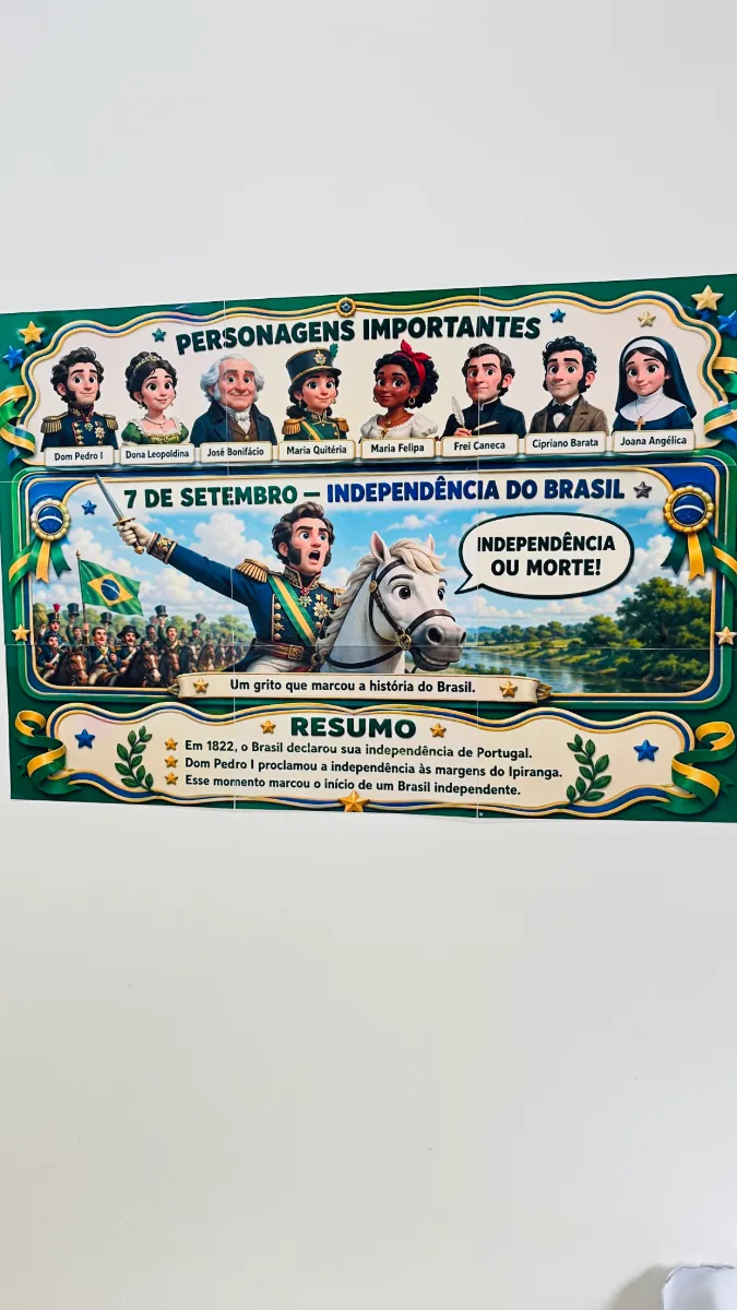 Painel Independência do Brasil - 7 de Setembro — amostra 1: Sua sala linda e seu 7 de Setembro com significado de verdade
