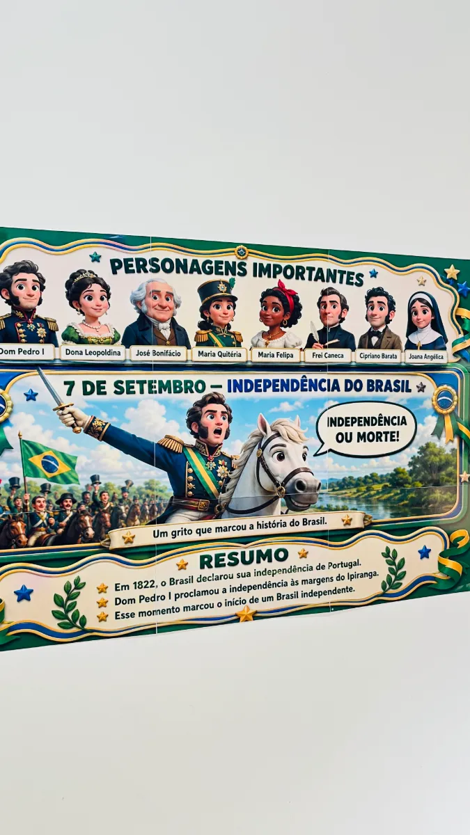 Painel Independência do Brasil - 7 de Setembro — amostra 2: Sua sala linda e seu 7 de Setembro com significado de verdade