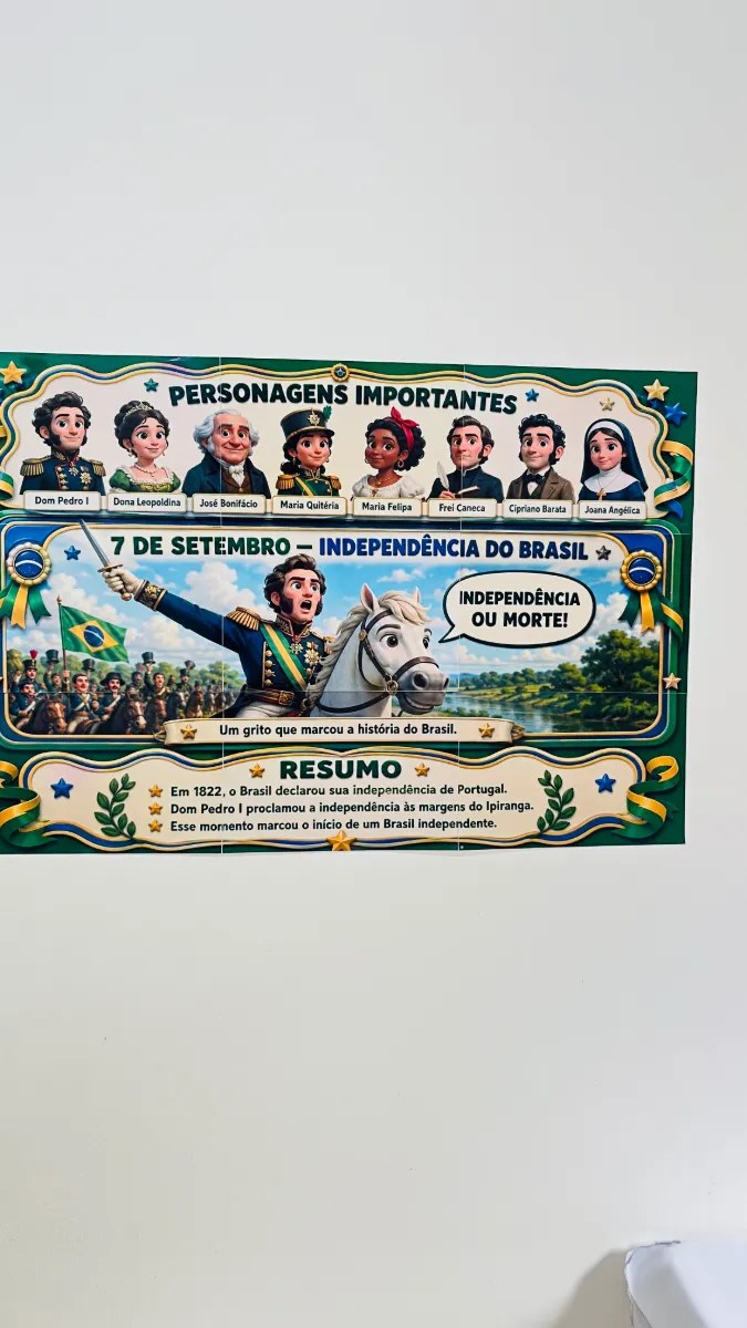 Painel Independência do Brasil - 7 de Setembro — amostra 3: Sua sala linda e seu 7 de Setembro com significado de verdade