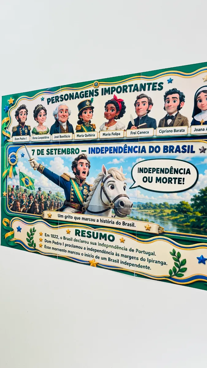 Painel Independência do Brasil - 7 de Setembro — amostra 4: Sua sala linda e seu 7 de Setembro com significado de verdade