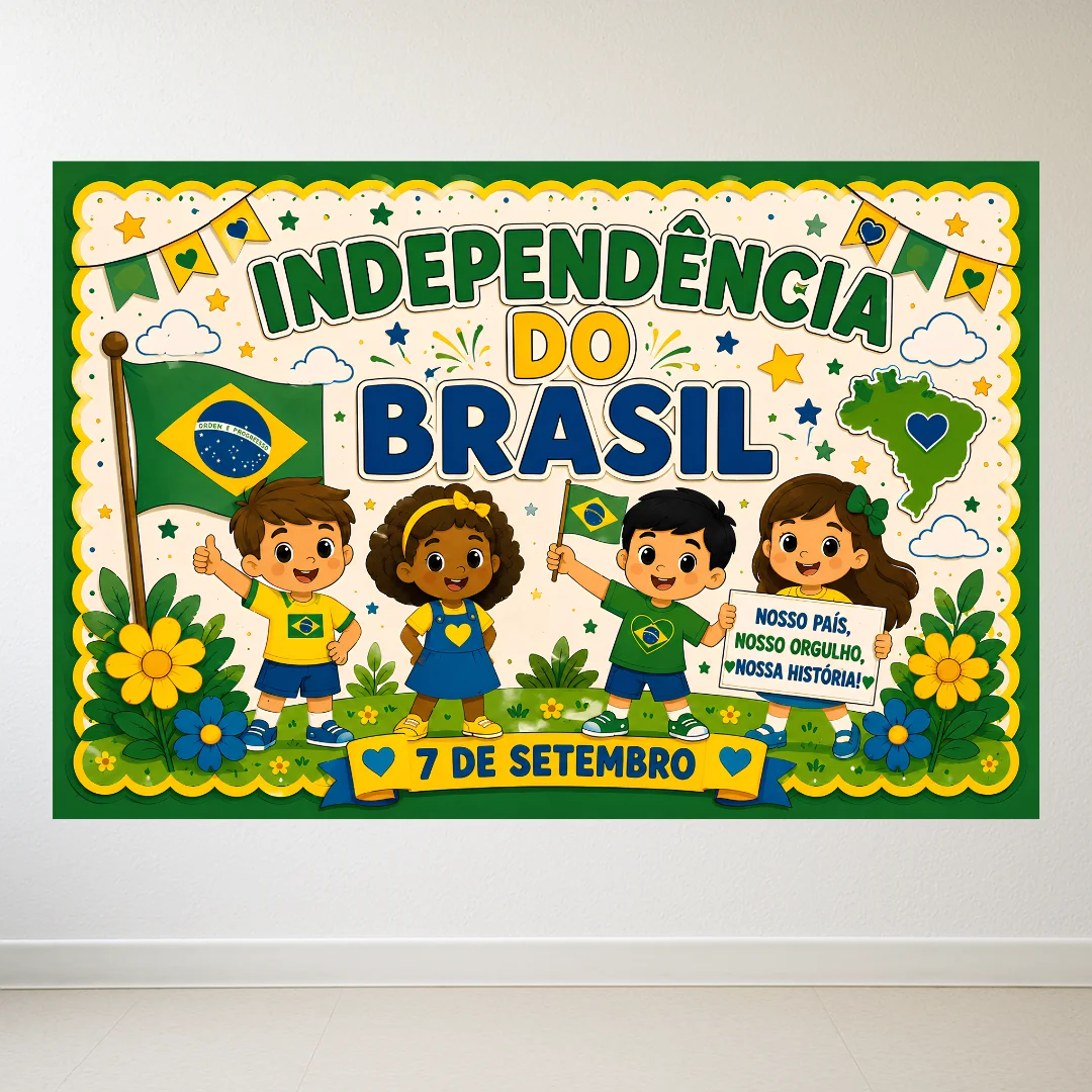 Painel Independência do Brasil (Ampliado em 8 e 18 Folhas A4) — amostra 1: Painel decorativo em PDF da Independência do…