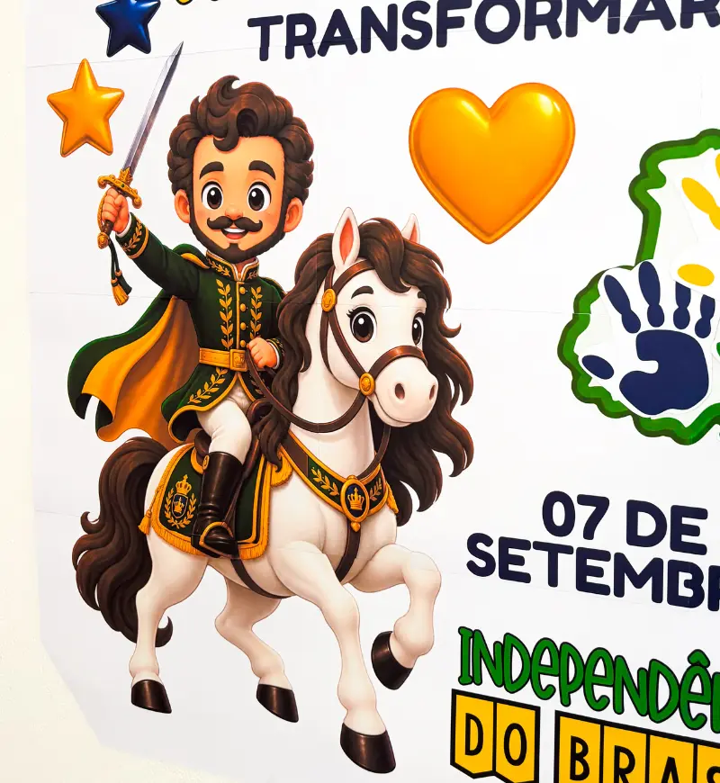 Painel Independência do Brasil com Carimbo de Mãos para Imprimir — amostra 1: Painel Independência do Brasil: uma…