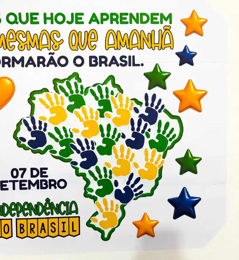 Painel Independência do Brasil com Carimbo de Mãos para Imprimir — amostra 2: O que vem no material