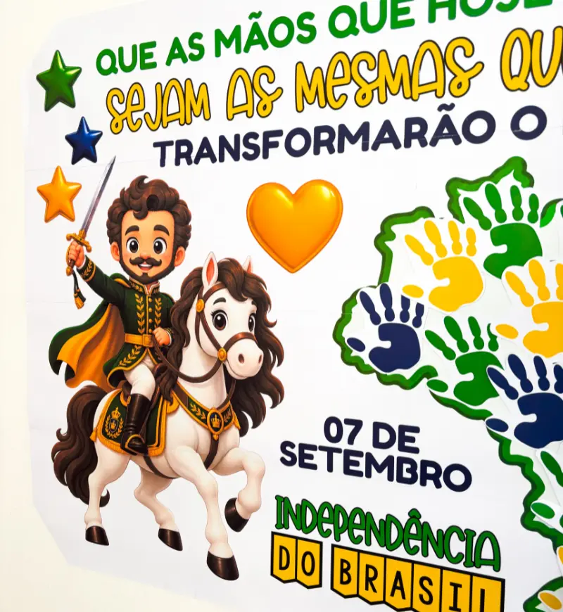 Painel Independência do Brasil com Carimbo de Mãos para Imprimir — amostra 3: Como usar em sala de aula