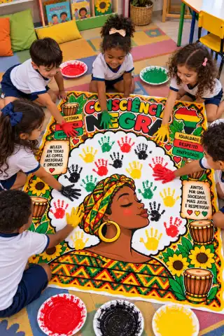 Painel Interativo Consciência Negra 19 folhas — amostra 2: O que vem no material
