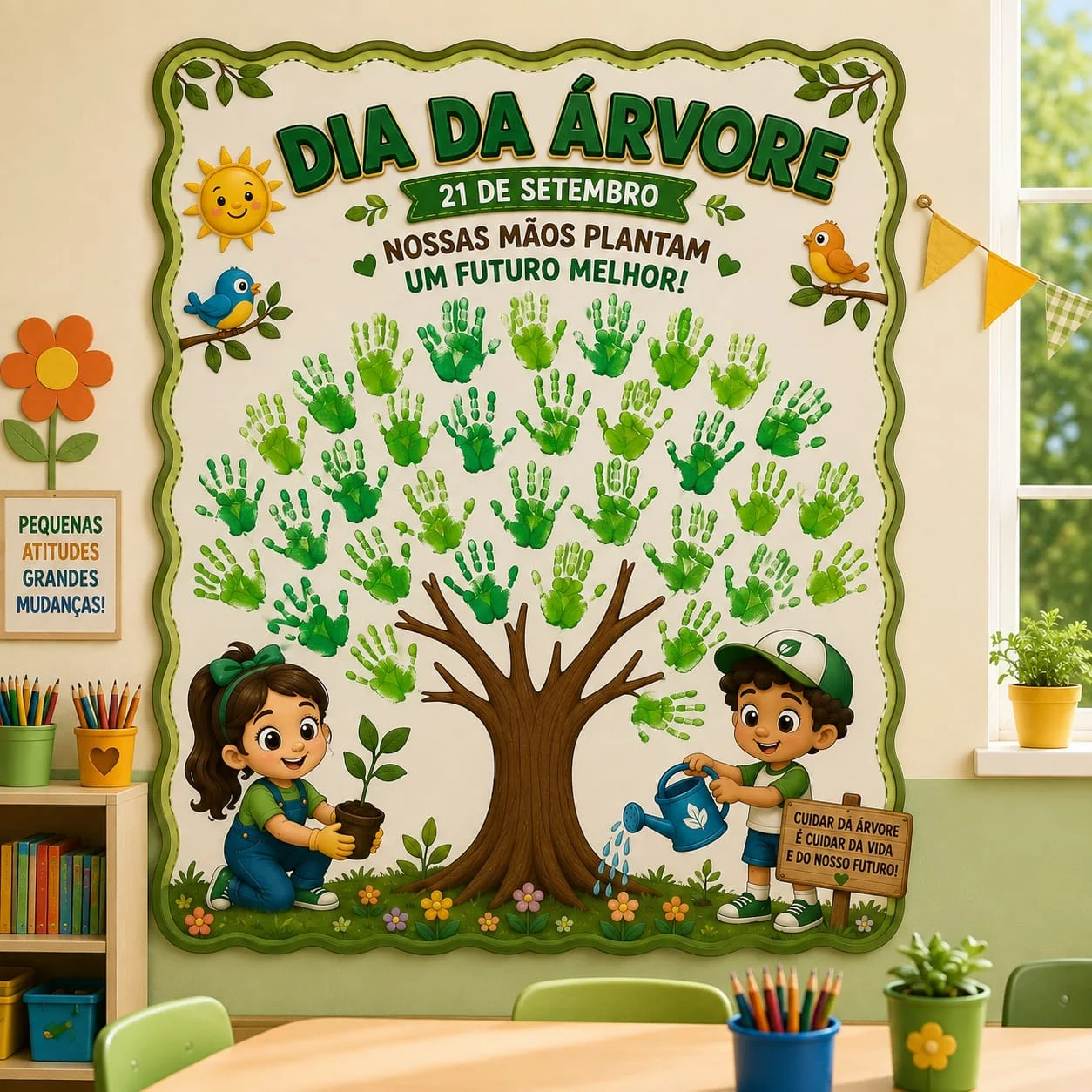 Painel interativo dia da árvore 🌲 carimbo das mãos — capa do material
